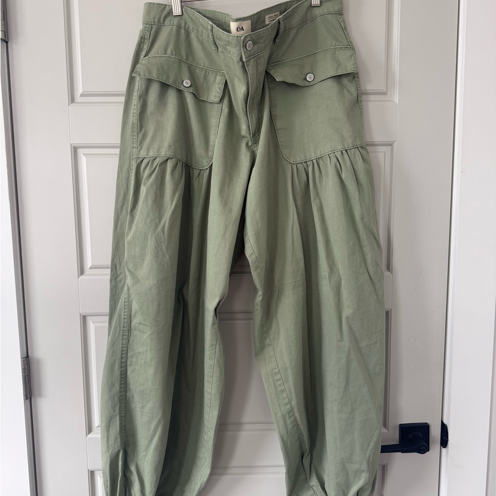 Olive Green Parachute Cargo Pants